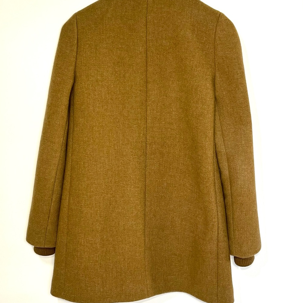 J. Crew Lodge Stadium Coat Italian Wool blend camel brown heavy warm pockets 2 - Picture 6 of 10